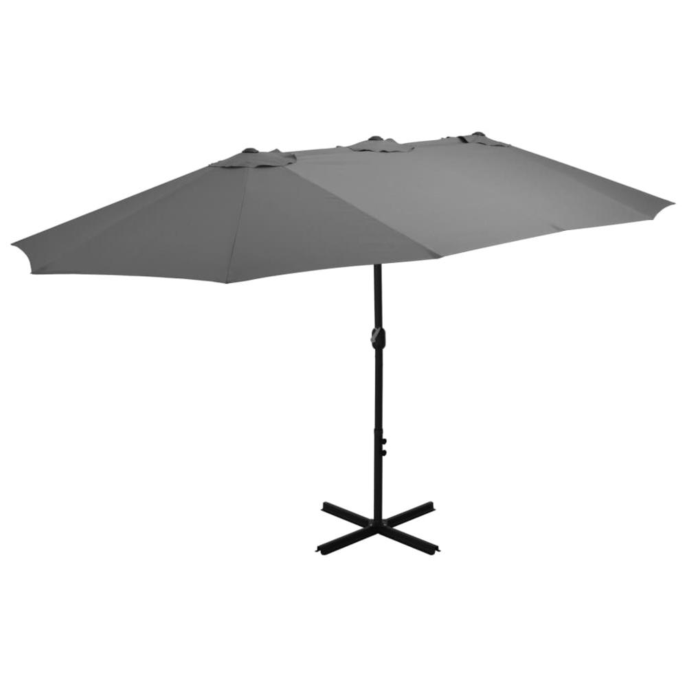 vidaXL Outdoor Parasol with Aluminum Pole 181.1"x106.3" Anthracite 4869. Picture 1