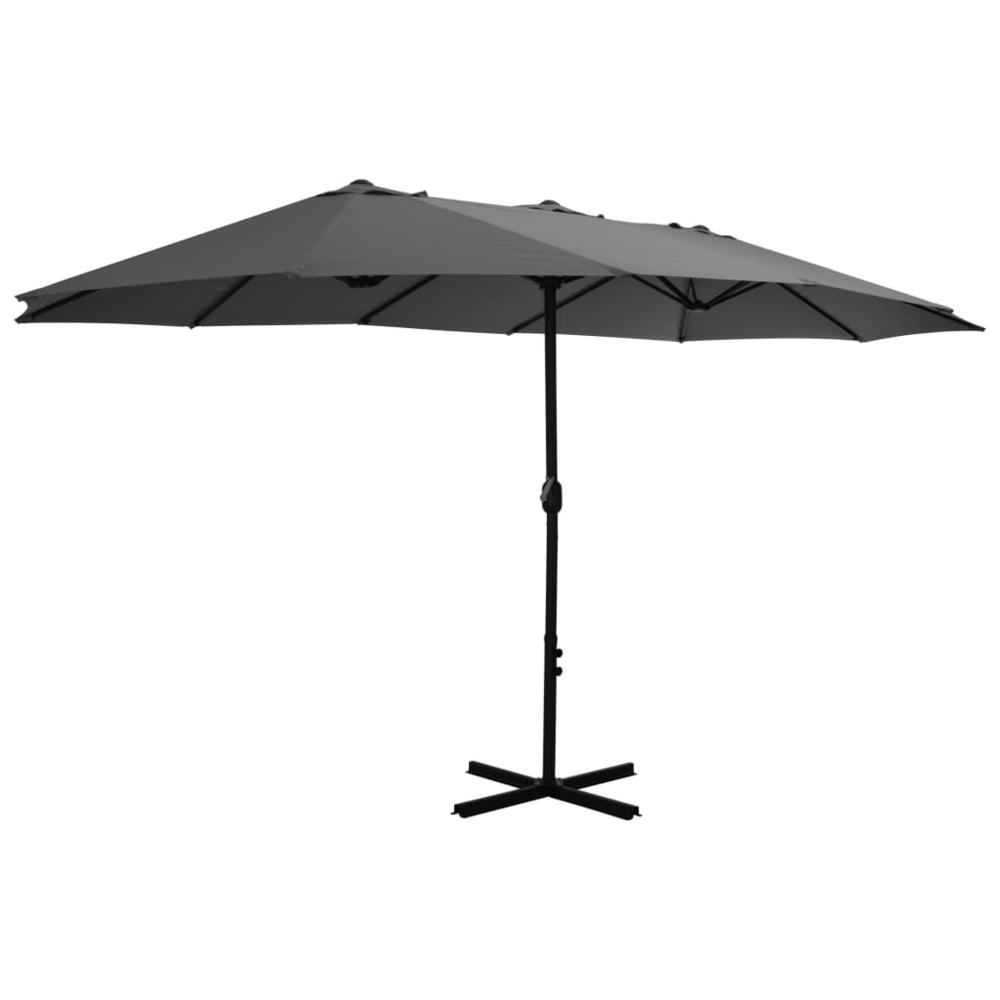 vidaXL Outdoor Parasol with Aluminum Pole 181.1"x106.3" Anthracite 4869. Picture 3