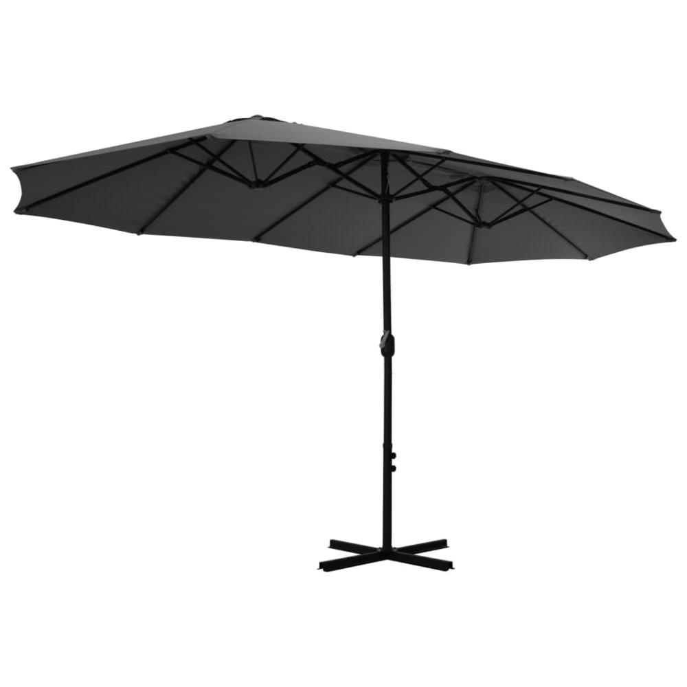 vidaXL Outdoor Parasol with Aluminum Pole 181.1"x106.3" Anthracite 4869. Picture 5