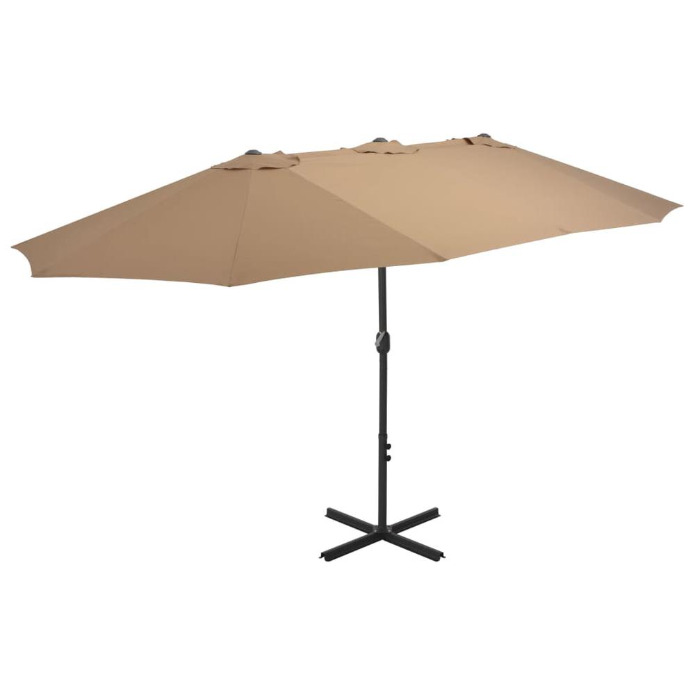 vidaXL Outdoor Parasol with Aluminum Pole 181.1"x106.3" Taupe 4870. Picture 1