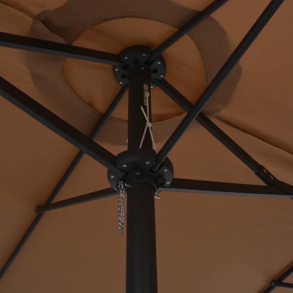 vidaXL Outdoor Parasol with Aluminum Pole 181.1"x106.3" Taupe 4870. Picture 2