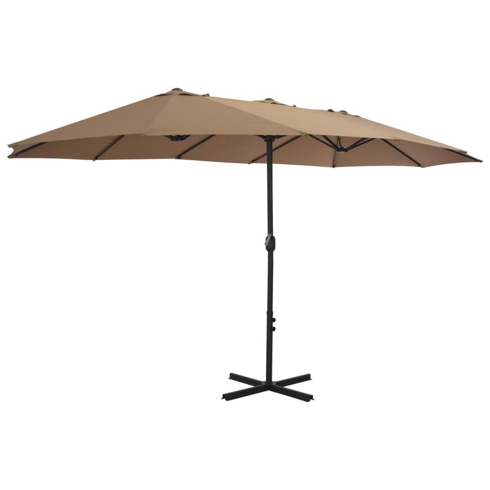 vidaXL Outdoor Parasol with Aluminum Pole 181.1"x106.3" Taupe 4870. Picture 3