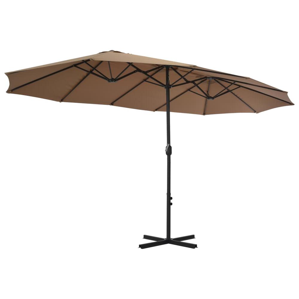 vidaXL Outdoor Parasol with Aluminum Pole 181.1"x106.3" Taupe 4870. Picture 4