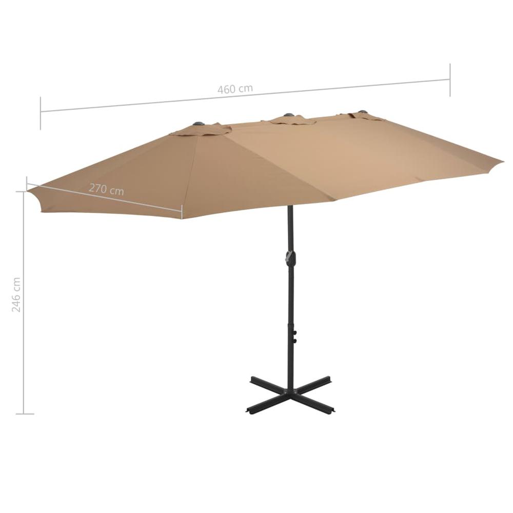 vidaXL Outdoor Parasol with Aluminum Pole 181.1"x106.3" Taupe 4870. Picture 8