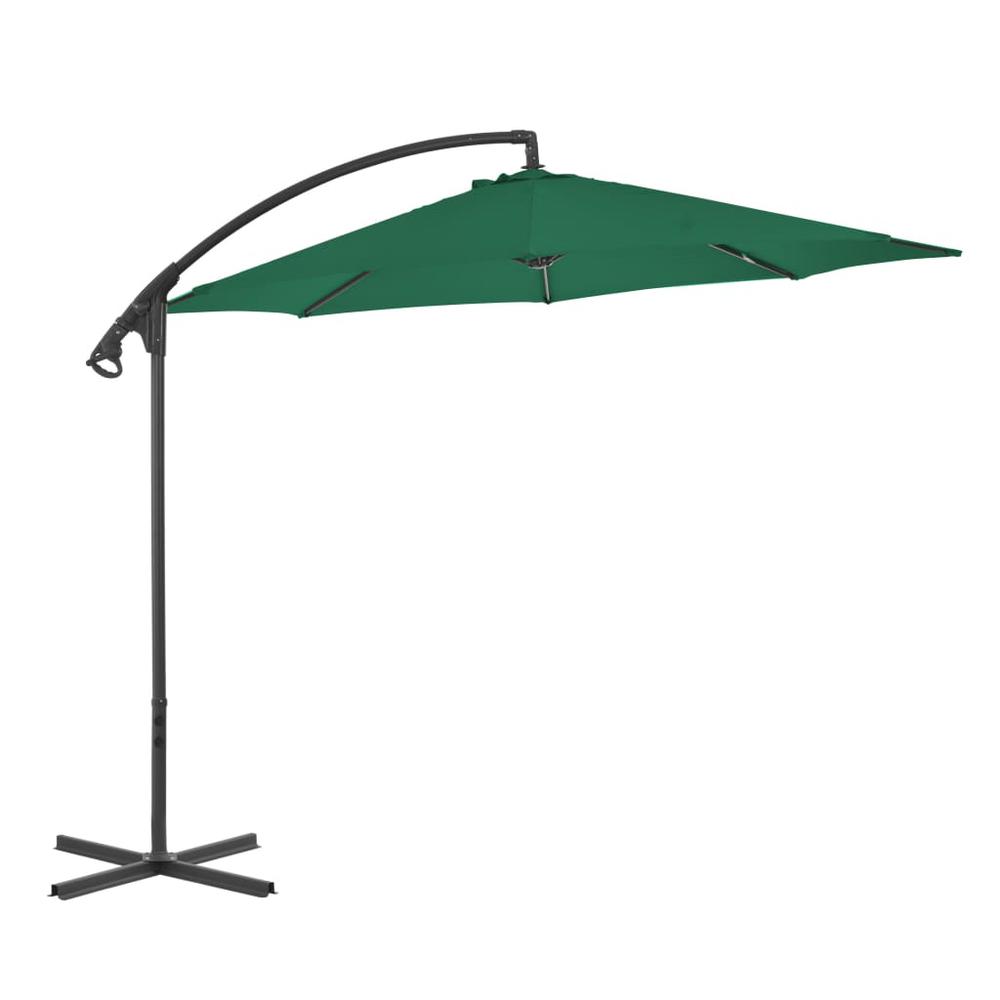 vidaXL Cantilever Umbrella with Steel Pole 118.1" Green 4873. Picture 1