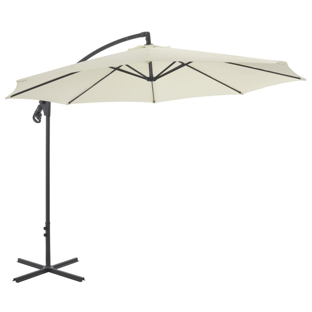 vidaXL Cantilever Umbrella with Steel Pole 118.1" Sand 4874. Picture 1