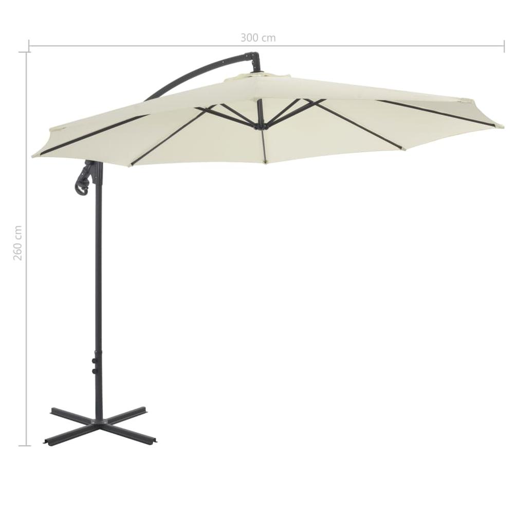 vidaXL Cantilever Umbrella with Steel Pole 118.1" Sand 4874. Picture 6