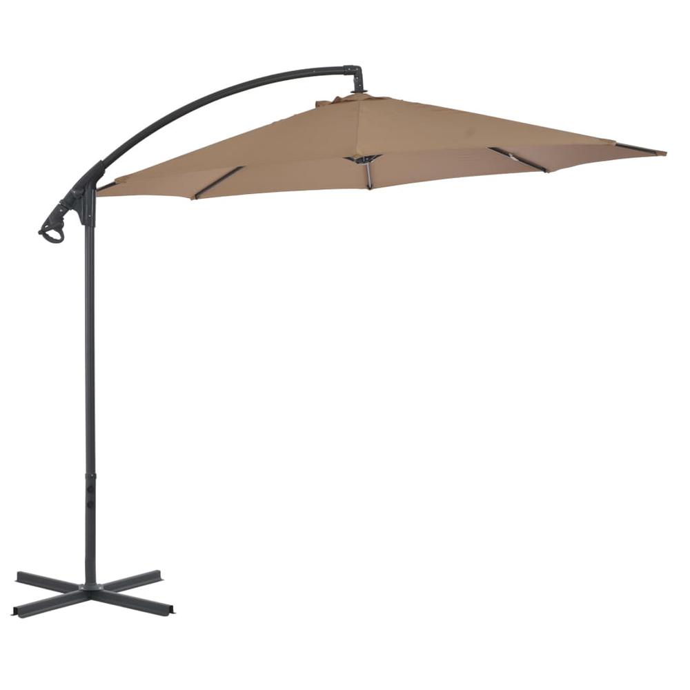 vidaXL Cantilever Umbrella with Steel Pole 118.1" Taupe 4876. Picture 1