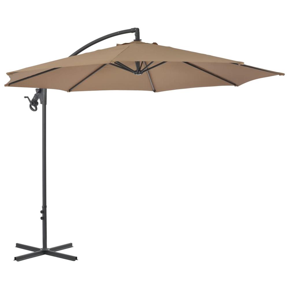 vidaXL Cantilever Umbrella with Steel Pole 118.1" Taupe 4876. Picture 3