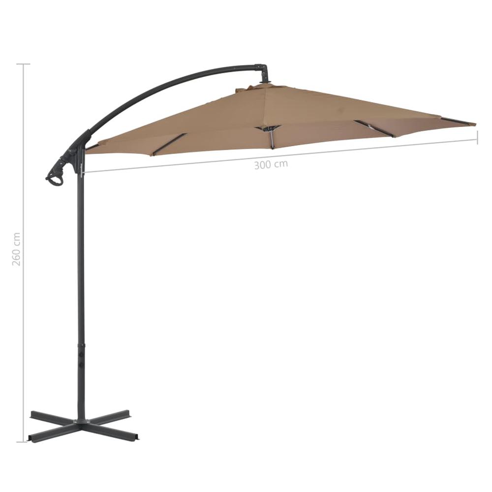 vidaXL Cantilever Umbrella with Steel Pole 118.1" Taupe 4876. Picture 7