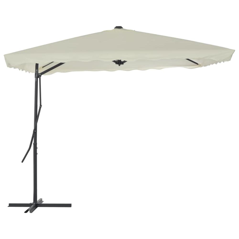 vidaXL Outdoor Parasol with Steel Pole 98.4"x98.4" Sand 4882. Picture 1