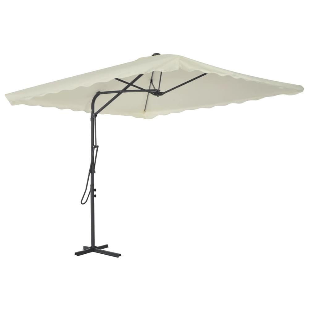 vidaXL Outdoor Parasol with Steel Pole 98.4"x98.4" Sand 4882. Picture 3