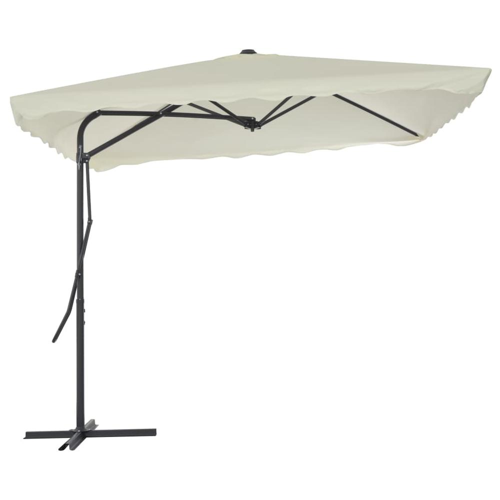 vidaXL Outdoor Parasol with Steel Pole 98.4"x98.4" Sand 4882. Picture 4