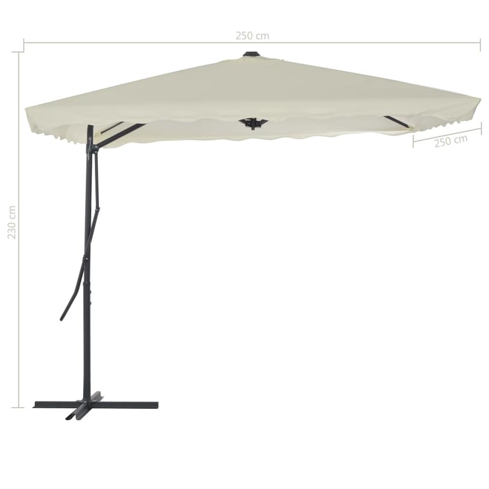 vidaXL Outdoor Parasol with Steel Pole 98.4"x98.4" Sand 4882. Picture 6