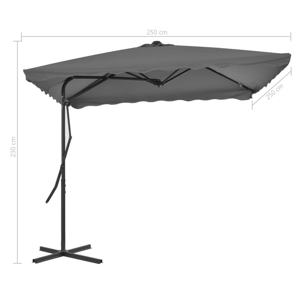 vidaXL Outdoor Parasol with Steel Pole 98.4"x98.4" Anthracite 4883. Picture 6
