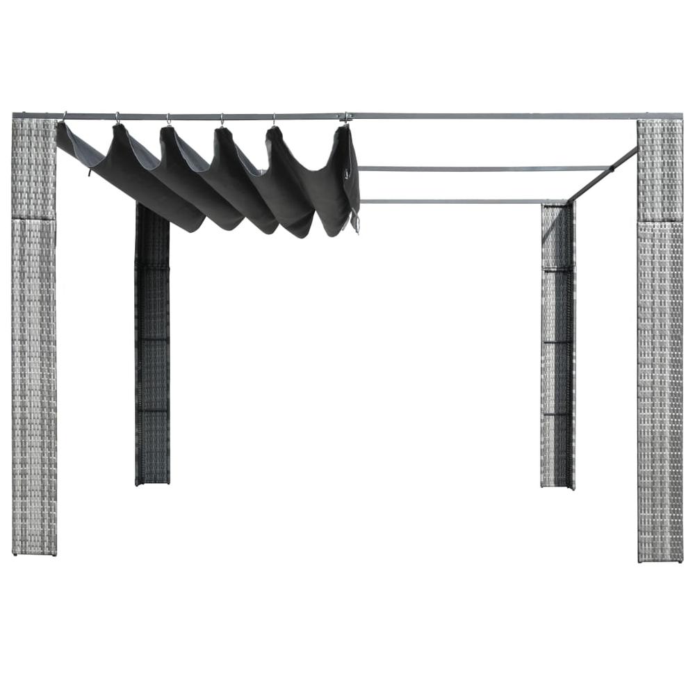 vidaXL Gazebo with Roof Poly Rattan 118.1"x118.1"x78.7" Gray and Anthracite, 44818. Picture 2