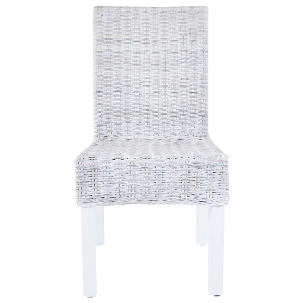 vidaXL Dining Chairs 4 pcs Grey Kubu Rattan and Mango Wood(2x246654), 275465. Picture 3