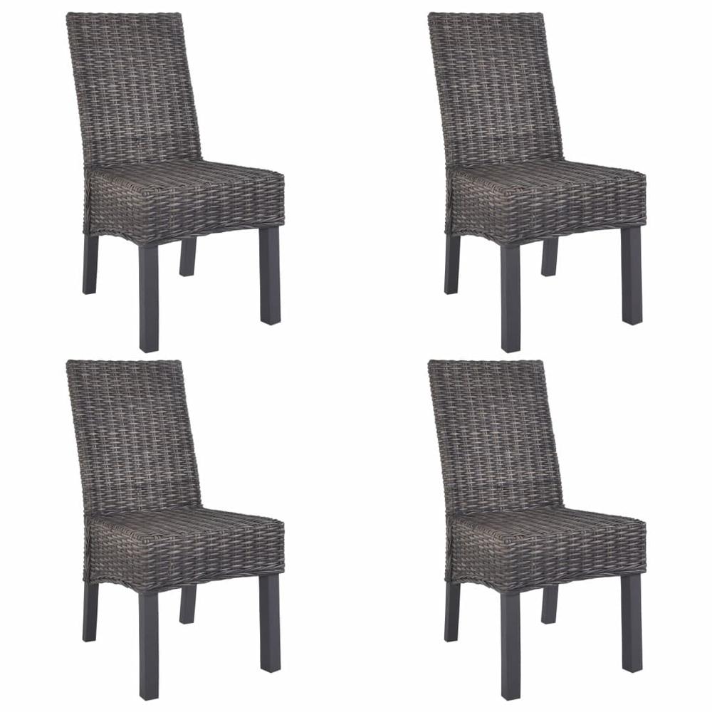 vidaXL Dining Chairs 4 pcs Brown Kubu Rattan and Mango Wood (2x246655), 275467. Picture 1