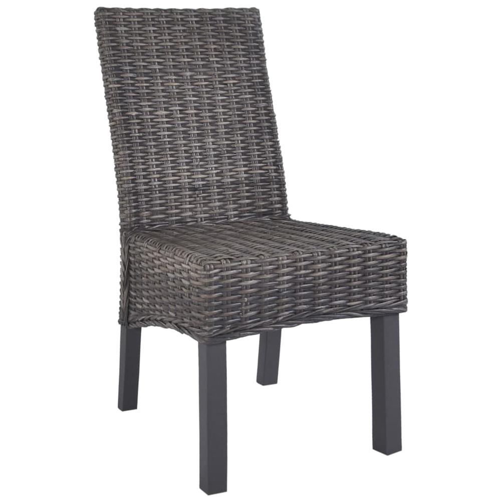 vidaXL Dining Chairs 4 pcs Brown Kubu Rattan and Mango Wood (2x246655), 275467. Picture 2
