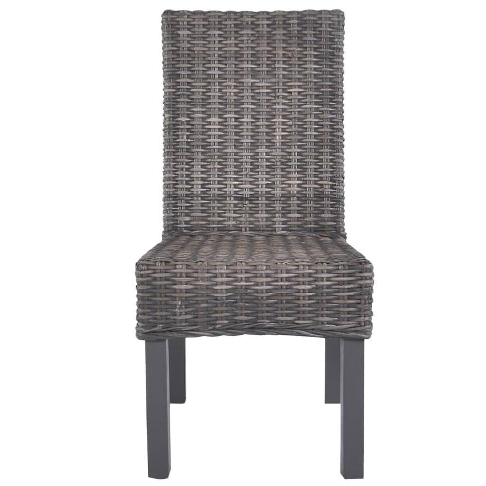 vidaXL Dining Chairs 4 pcs Brown Kubu Rattan and Mango Wood (2x246655), 275467. Picture 3