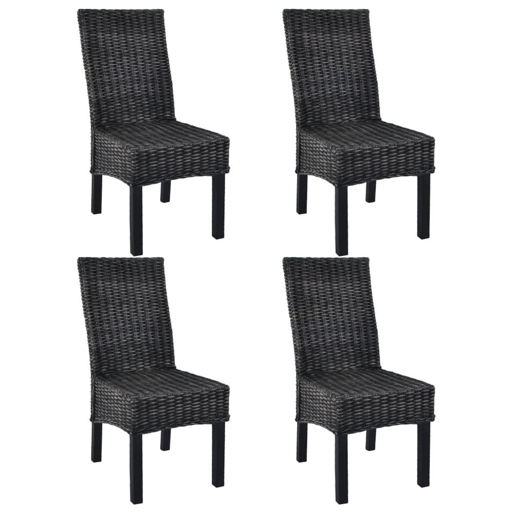 vidaXL Dining Chairs 4 pcs Black Kubu Rattan and Mango Wood (2x246656), 275469. Picture 1