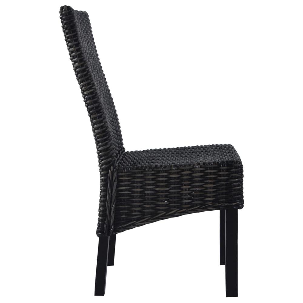 vidaXL Dining Chairs 4 pcs Black Kubu Rattan and Mango Wood (2x246656), 275469. Picture 2