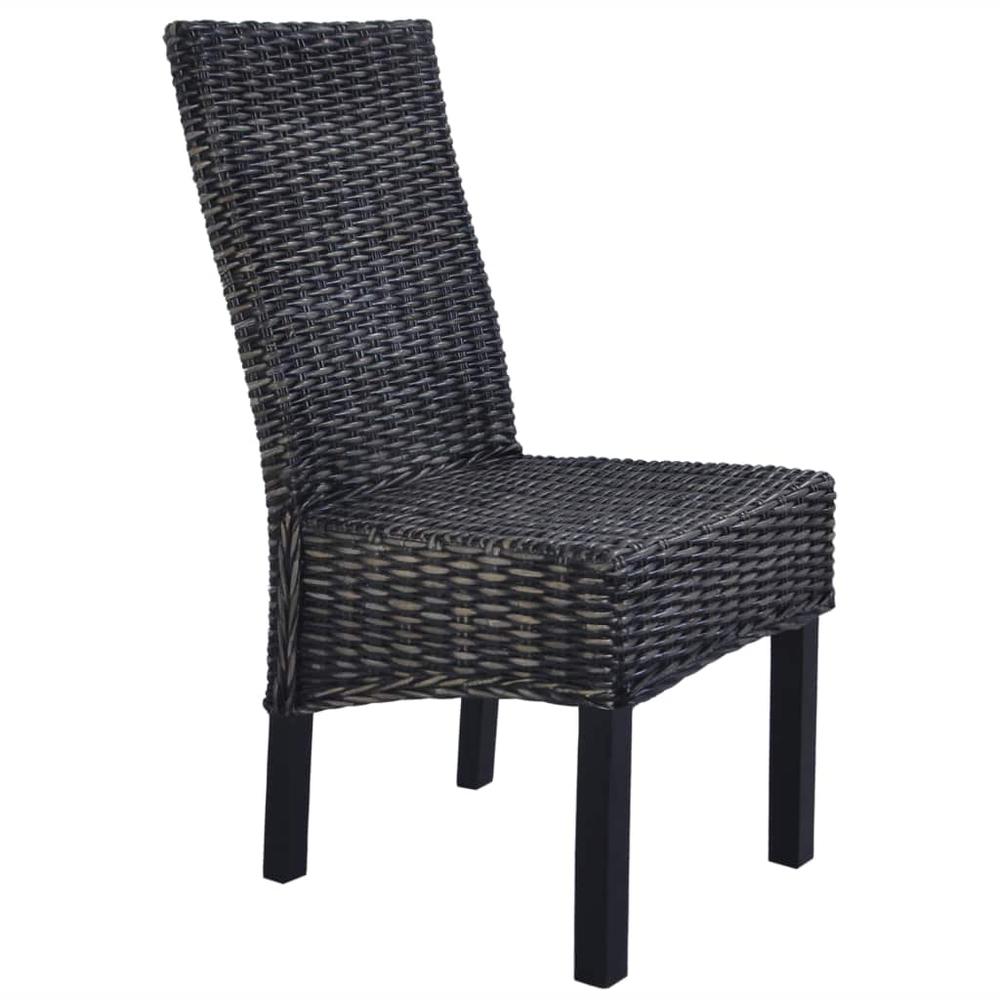 vidaXL Dining Chairs 4 pcs Black Kubu Rattan and Mango Wood (2x246656), 275469. Picture 4