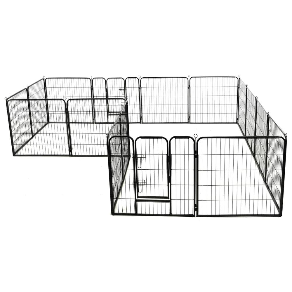 vidaXL Dog Playpen 16 Panels Steel 31.5"x31.5" Black, 275491. Picture 4