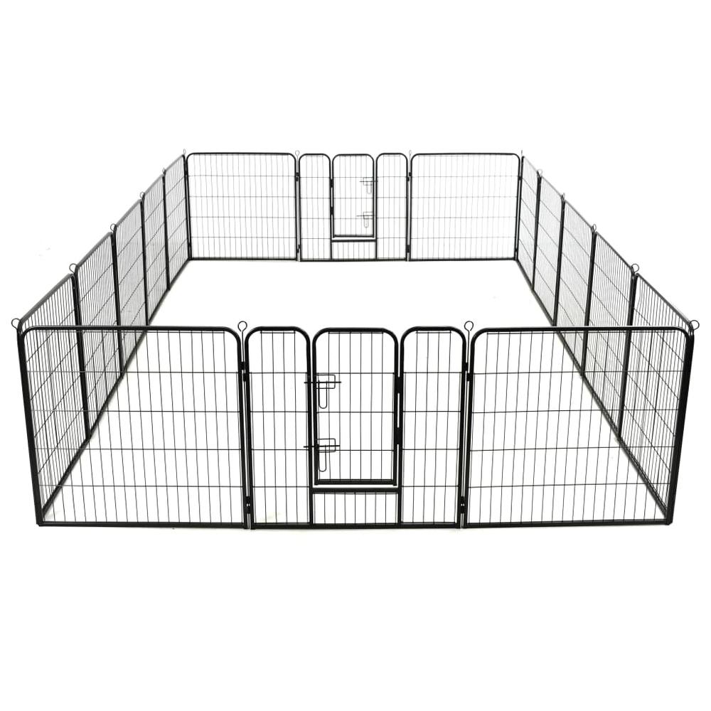 vidaXL Dog Playpen 16 Panels Steel 31.5"x31.5" Black, 275491. Picture 6