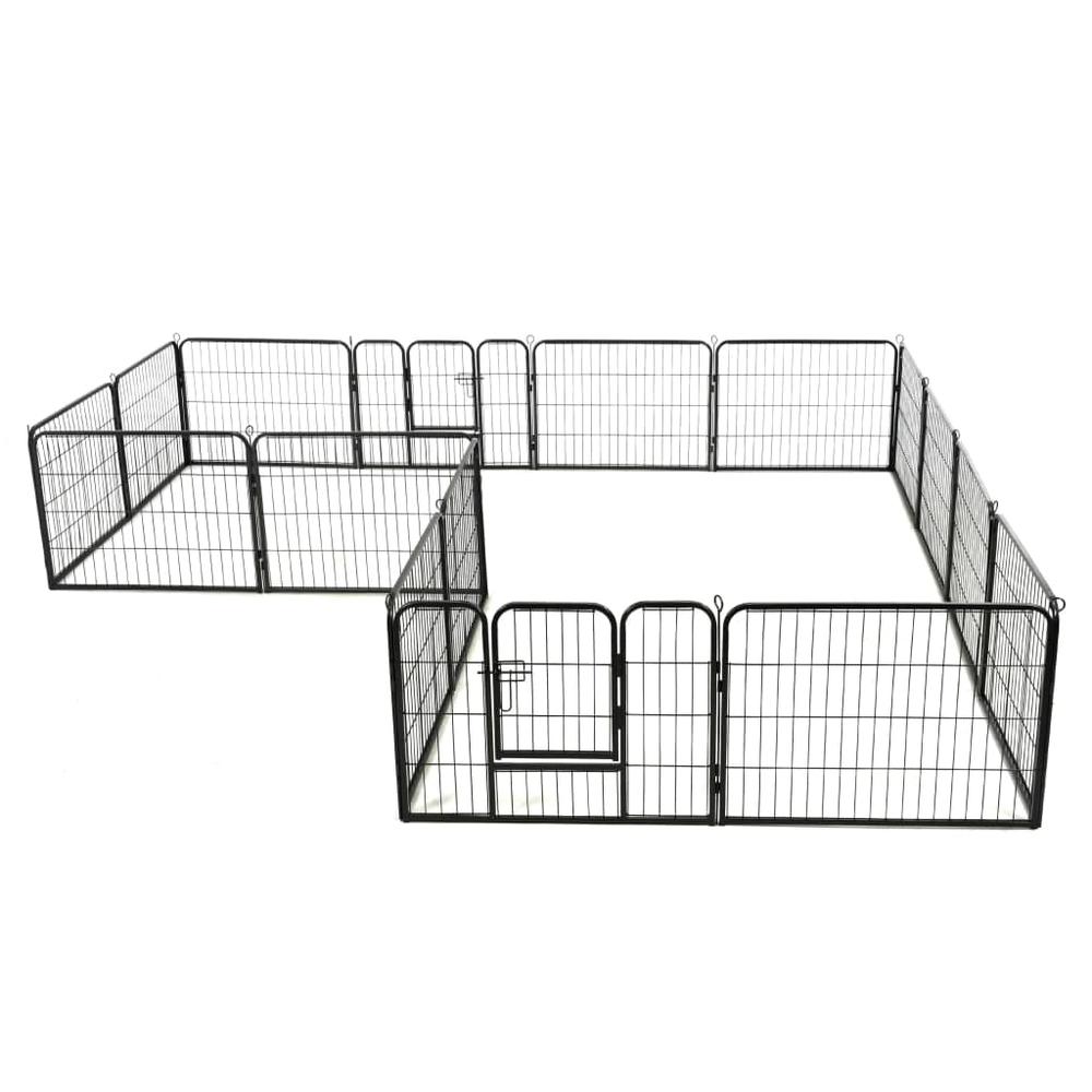 vidaXL Dog Playpen 16 Panels Steel 31.5"x23.6" Black, 275492. Picture 4