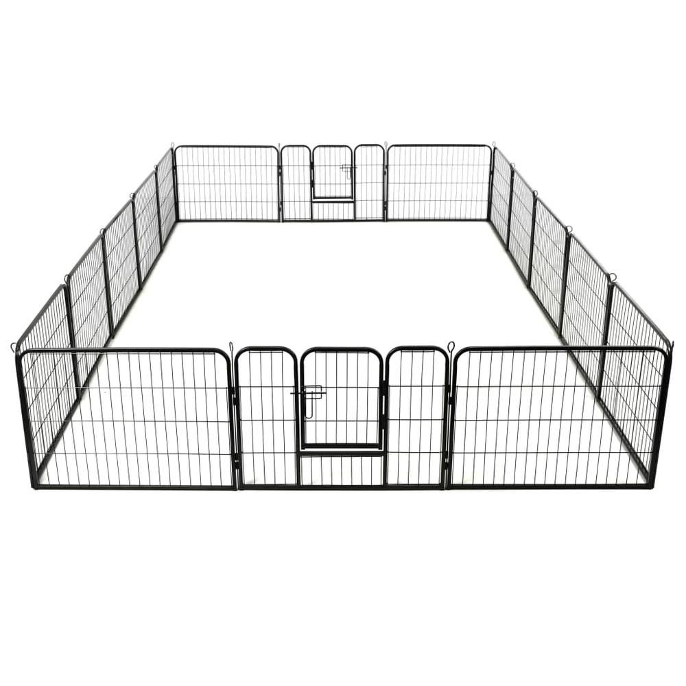 vidaXL Dog Playpen 16 Panels Steel 31.5"x23.6" Black, 275492. Picture 6