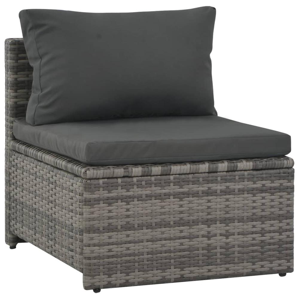 vidaXL 6 Piece Garden Lounge Set with Cushions Poly Rattan Gray, 44722. Picture 7