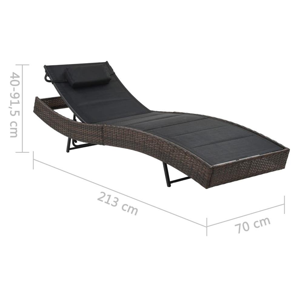 Sun Lounger Poly Rattan and Textilene Brown. Picture 5