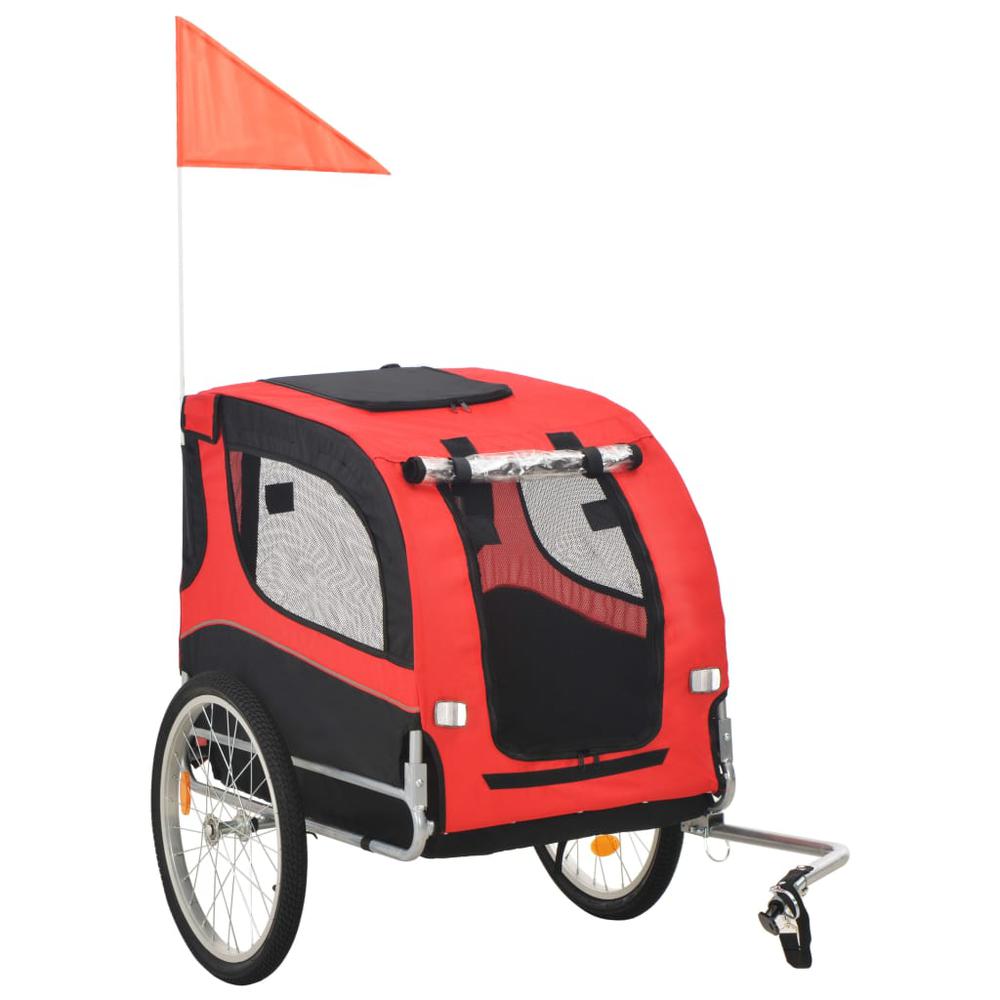 vidaXL Dog Bike Trailer Red and Black, 91765. Picture 1