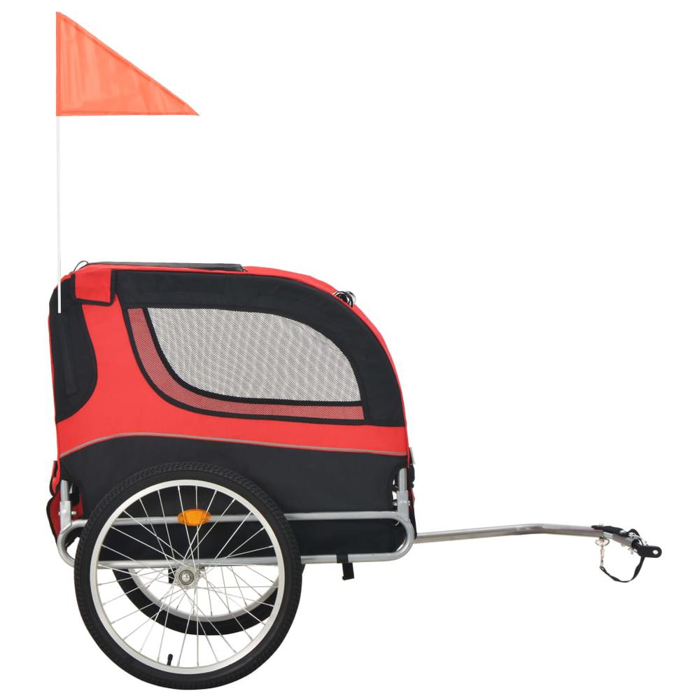 vidaXL Dog Bike Trailer Red and Black, 91765. Picture 2