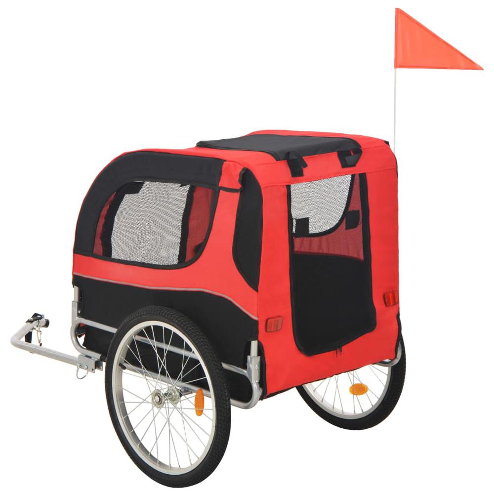 vidaXL Dog Bike Trailer Red and Black, 91765. Picture 3