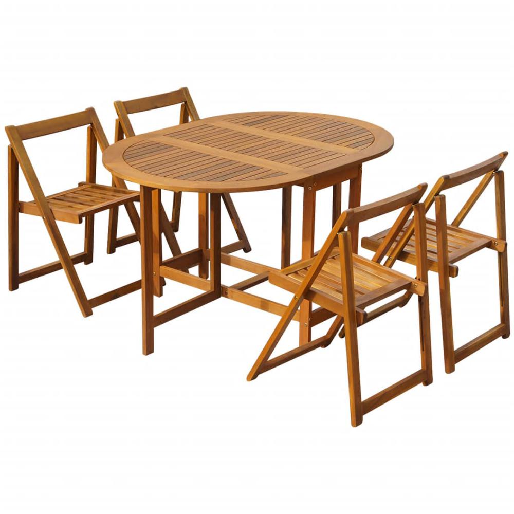 vidaXL 5 Piece Folding Outdoor Dining Set Solid Acacia Wood, 45594. Picture 1