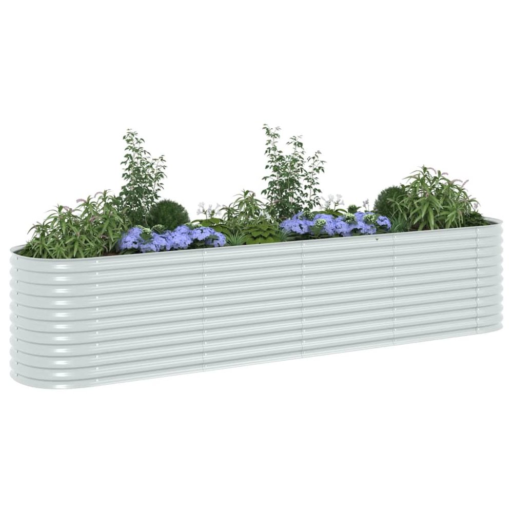 vidaXL Garden Raised Bed 157.4"x31.4"x31.8" galvanized Steel Silver, 45511. Picture 3