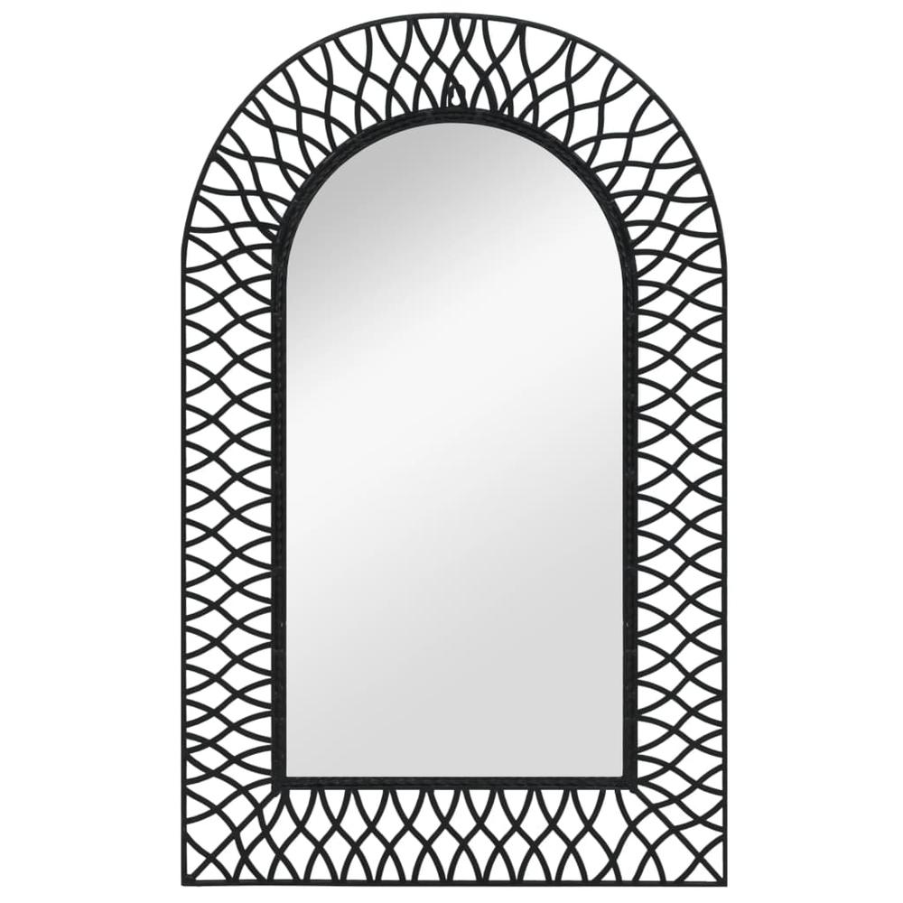 vidaXL Garden Wall Mirror Arched 19.6"x31.4" Black, 275607. Picture 3