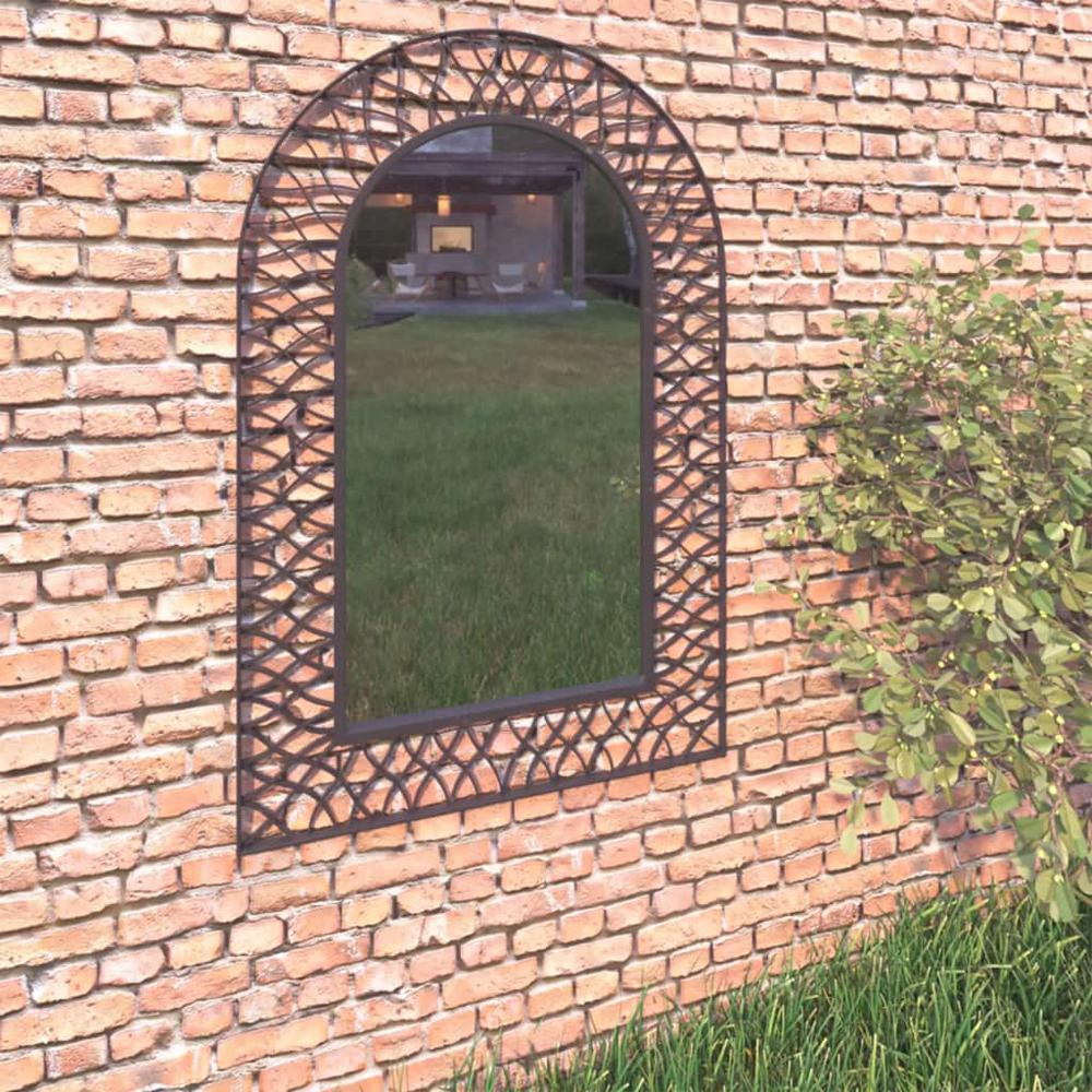 vidaXL Garden Wall Mirror Arched 19.6"x31.4" Black, 275607. Picture 1