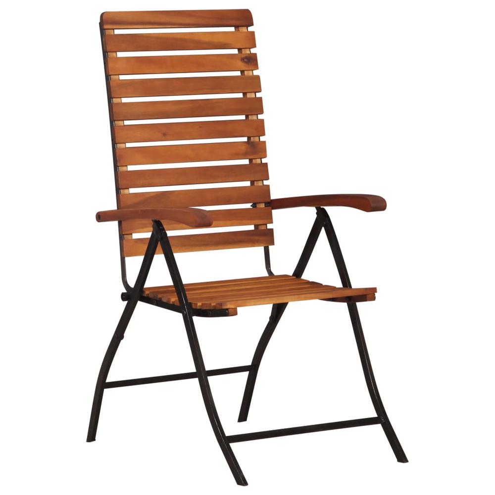 2 pcs Reclining Patio Chairs Solid Wood Acacia. Picture 1