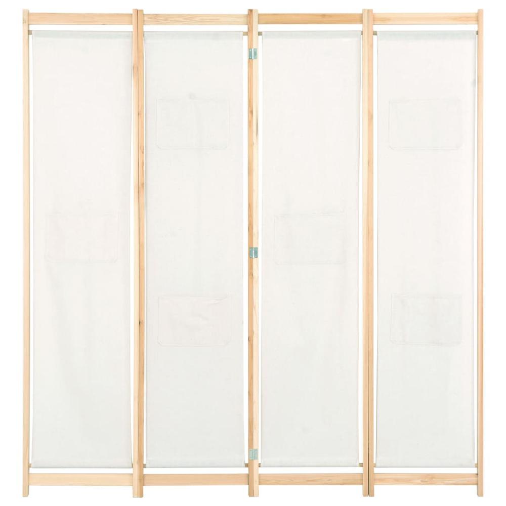 vidaXL 4-Panel Room Divider Cream 62.9"x66.9"x1.6" Fabric, 248173. Picture 2