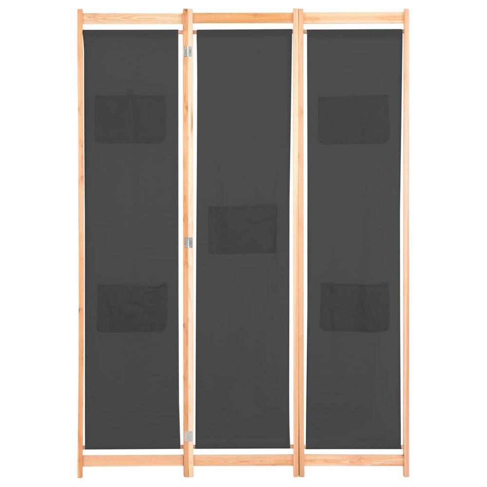vidaXL 3-Panel Room Divider Gray 47.2"x66.9"x1.6" Fabric, 248175. Picture 2