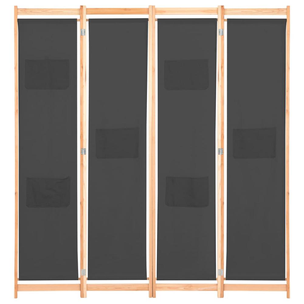 vidaXL 4-Panel Room Divider Gray 62.9"x66.9"x1.6" Fabric, 248176. Picture 2