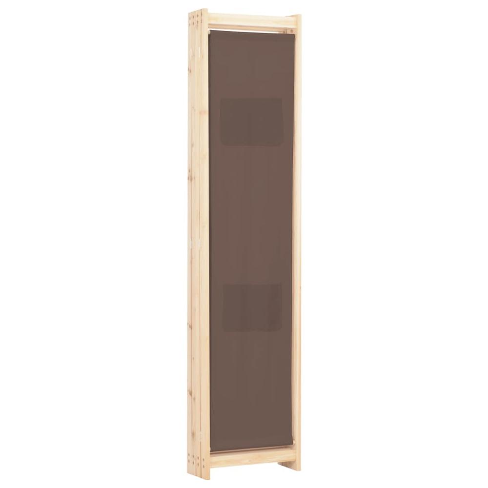 vidaXL 4-Panel Room Divider Brown 62.9"x66.9"x1.6" Fabric, 248180. Picture 4