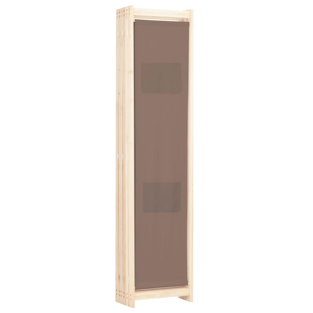 vidaXL 6-Panel Room Divider Brown 94.5"x66.9"x1.6" Fabric, 248182. Picture 4