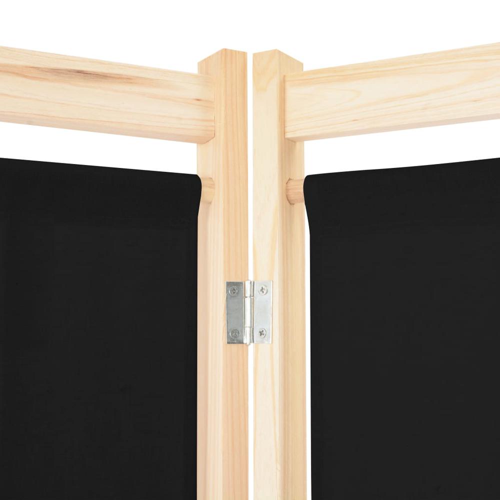 vidaXL 4-Panel Room Divider Black 62.9"x66.9"x1.6" Fabric, 248184. Picture 6
