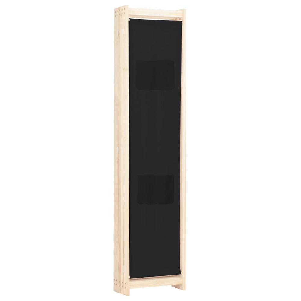 vidaXL 5-Panel Room Divider Black 78.7"x66.9"x1.6" Fabric, 248185. Picture 4
