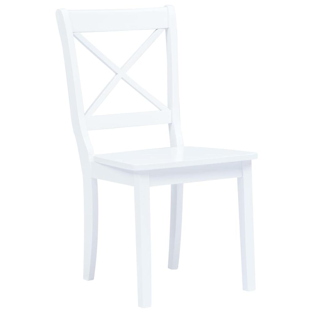 Dining Chairs 4 pcs White Solid Rubber Wood. Picture 1
