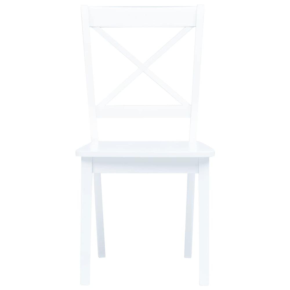 Dining Chairs 4 pcs White Solid Rubber Wood. Picture 2